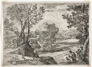 Landskab med en familie, 1643. af Giovanni Francesco Grimaldi