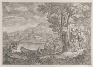 Landskab med flugten til Egypten, 1626-80.