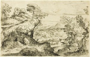 To mænd på en bjergtop af Giovanni Francesco Grimaldi
