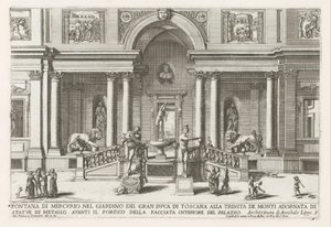 Loggia en tuin af Villa Medici te Rom Kviksølvfontæne i storhertugen af ​​Toscanas have ved Trinita de Monti (...) (titel på objektet) Springvandene i Roms paladser og haver (serietitel) Fonteinen in de paleizen en tuinen van Rom (se af Giovanni Francesco Venturini