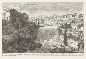 Waterval in de rivier de Aniene ved Tivoli Udsigt over hovedvandfaldet i Aniene-floden i byen Tivoli (titel på objektet) Springvandene i Estense-haven i Tivoli (serietitel) Fonteinen in de tuinen af ​​Villa d