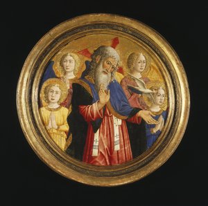 Gud Faderen med fire engle og Helligåndens due, ca 1460