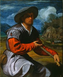 Hyrde med fløjte, ca. 1525 (olie på lærred) af Giovanni Girolamo Savoldo