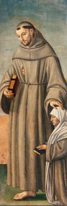 Frans og kommissæren, hængsel på triptykon, der forestiller Fødselskirken med de hellige Frans og Bartholomæus med to donorer af Giovanni Girolamo Savoldo