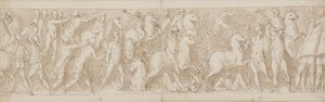 Slutningen af en restaureret del af søjlen (XLVII); Sarmaterne forfølges ind i sumpen (XLVIII); romerne angriber en tysk (?) fæstning (begyndelsen af LIV) af Giovanni Guerra