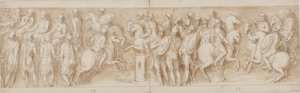 Sarmatians før det kejserlige råd (slutningen af LXII, begyndelsen af LXIII); omgivet af vagter ser Marcus Aurelius og Pompeius til hest en træfning (XC); Tyske adelsmænd bringer en besked (op til midten af XCI)