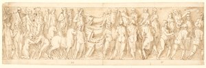 Sarmaterne overgiver sig (LIII); Tyskerne føres over Donau (LIX); Tyskere bliver anklaget af sarmatianere før Marcus Aurelius (LX); begyndelsen af en halshugningsscene (LXI) af Giovanni Guerra