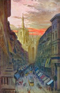 Milano / Milan: Corso Vittorio Emanuele II (farvelitografi)