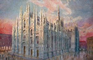 Milano / Milano: Domkirken (farvelitografi)