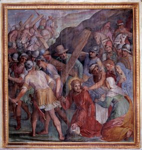 Passion of Christ: Syndefaldet på vej til Golgata (Fresco af Giovanni Il Cosci Balducci