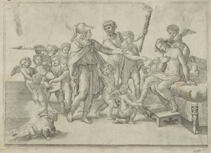 Bryllup af Alexander og Roxana af Giovanni Jacopo Caraglio (attributed to)