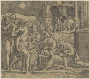 Tilbedelse af hyrderne af Giovanni Jacopo Caraglio