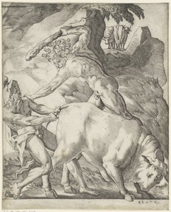 Hercules kæmper med Cacus Scener med Hercules (serietitel) af Giovanni Jacopo Caraglio