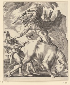 Hercules kæmper med Cacus Scener med Hercules (serietitel) af Giovanni Jacopo Caraglio