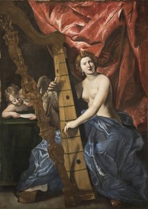 Venus spiller på harpe, ca. 1630. af Giovanni Lanfranco