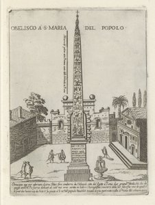 Den egyptiske obelisk af Ramses II på Piazza del Popolo i Rom Obelisco a S. Maria del Popolo (titel på objektet) Moderne og antikke monumenter og bygninger i Rom (serietitel) Ornamenti di fabriche antichi et moderni dell