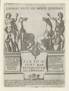 Dioscuren op de Quirinaal Heste placeret i Mount Quirinale (titel på objekt) Moderne og antikke monumenter og byggerier i Rom (serietitel) Ornamenter af gamle og moderne bygninger i Alma-byen Rom (serietitel)