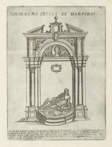 Springvand med statuen af ​​Marforio Simolacro detto di Marforio (titel på objekt) Moderne og antikke monumenter og bygninger i Rom (serietitel) Ornamenti di fabriche antichi et moderni dell