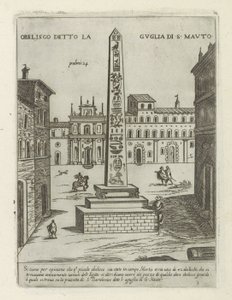 Obelisk til Rom Obelisk kendt som Spire of S. Mauto (titel på objekt) Moderne og antikke monumenter og byggerier i Rom (serietitel) Ornamenter af gamle og moderne bygninger i Alma-byen Rom (serietitel) af Giovanni Maggi