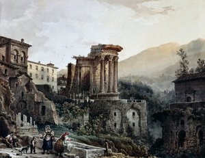 Vesta-templet i Tivoli, af Giovanni Migliara (1785-1837), Italien