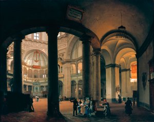 Udsigt fra det indre af basilikaen San Lorenzo Maleri af Giovanni Migliara (1785-1837). 1835. Milano, Milanos museum