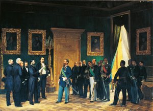 Anden uafhængighedskrig - Victor Emmanuel af Savoyen modtager toscanske udsendinge med dekretet om annekteringen af Toscana til det italienske kongerige