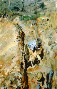 Diggers af Giovanni Muzzioli (1854-1894), olie på panel, 30x19 cm af Giovanni Muzzioli