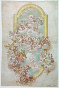 Tegning, loft med Jupiter, juni, 1718-30