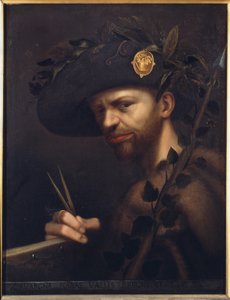 Selvportræt som abbed i Accademia della Valle di Blenio af Giovanni Paolo Lomazzo