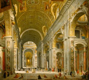 Interiør af Peterskirken, Rom af Giovanni Paolo Panini