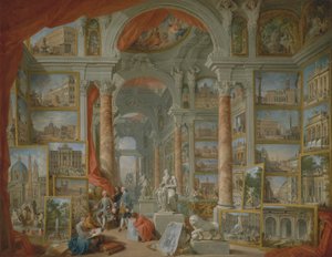Billedgalleri med udsigt over det moderne Rom af Giovanni Paolo Panini