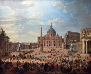 Hertug de Choiseuls (1719-1785) ridt på Peterspladsen i Rom af Giovanni Paolo Panini