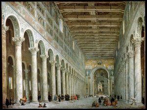 Interiør af Basilica of St Paul uden for murene i Rom, c1750 af Giovanni Paolo Pannini