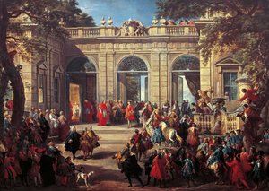 Charles III af Bourbon på besøg hos pave Benedikt XIV i Quirinalens kaffehus af Giovanni Paolo Pannini