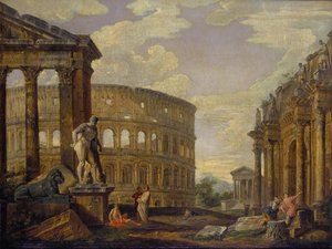 Landskab med Hercules og ruinerne af det antikke Rom par Panini, Giovanni Paolo af Giovanni Paolo Pannini