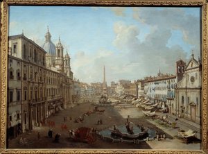 Piazza Navona i Rom (Piazza Navona, Rom). Maleri Giovanni Paolo Pannini (Panini) (1691-1765) af Giovanni Paolo Pannini