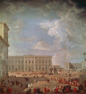 Udsigt over Quirinale og Piazza di Monte Cavallo, af Giovanni Paolo Pannini (1691-1765), olie på lærred, 270x254 cm af Giovanni Paolo Pannini