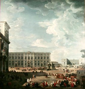 Udsigt over Piazza del Quirinale, Rom af Giovanni Paolo Pannini