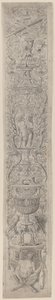 Ornamentpanel: Satyr holder en violin