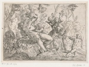 En satyr fanget af putti og Venus