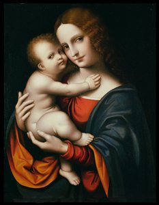Madonna og barn (olie på panel)