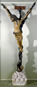Krucifiks, Jesus på korset. Træskulptur