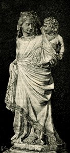 Madonna og barn, statue af Giovanni Pisano (ca 1240-ca 1320), Prato katedral, Toscana, Italien, træsnit fra Le cento citta d