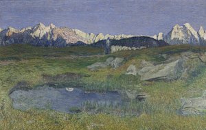 Alpelandskab ved solnedgang af Giovanni Segantini
