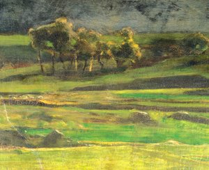 Ved pælen af Giovanni Segantini (1858-1899), olie på lærred af Giovanni Segantini