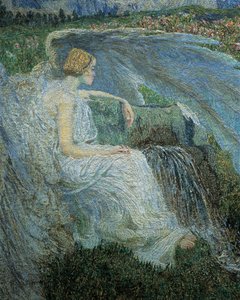 Kærlighed ved livets kilde eller elskere ved livets kilder, af Giovanni Segantini, detaljer af Giovanni Segantini