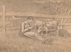 Hyrdinden, c1888 af Giovanni Segantini