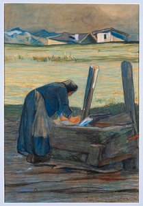 Vaske ved springvand af Giovanni Segantini