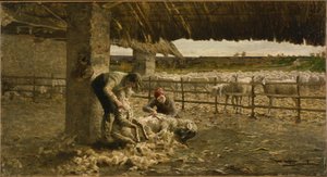 Fåreklipning af Giovanni Segantini