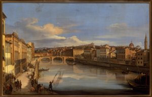 Udsigt over Arno og Ponte Vecchio, Firenze